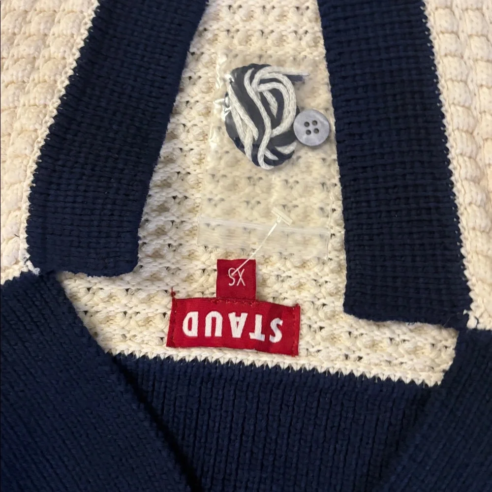 NWT Staud IVORY/NAVY ALTEA MIDI DRESS Size XS - Picture 8 of 11